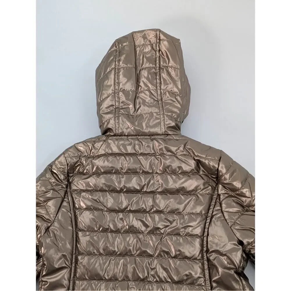 Atlantis Weathergear Puffer‎ Jacket Girl 5/6 Metallic Gold Tone Black Reversible